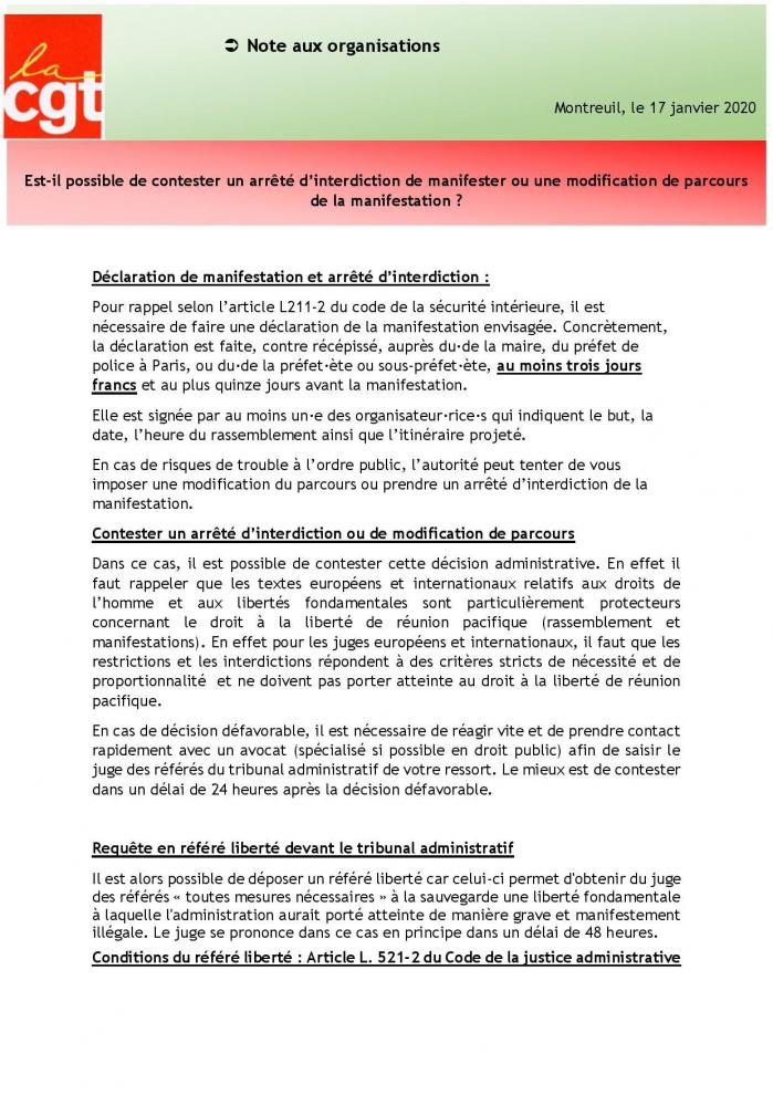 17 01 20 est il possible de contester un arrete d interdiction de manifester ou une modification de parcours de la manifestati page 001