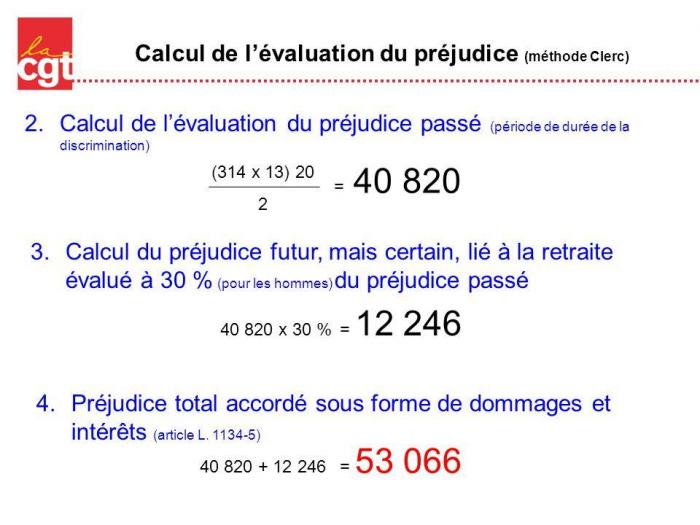 Calcul de l evaluation du prejudice methode clerc 1