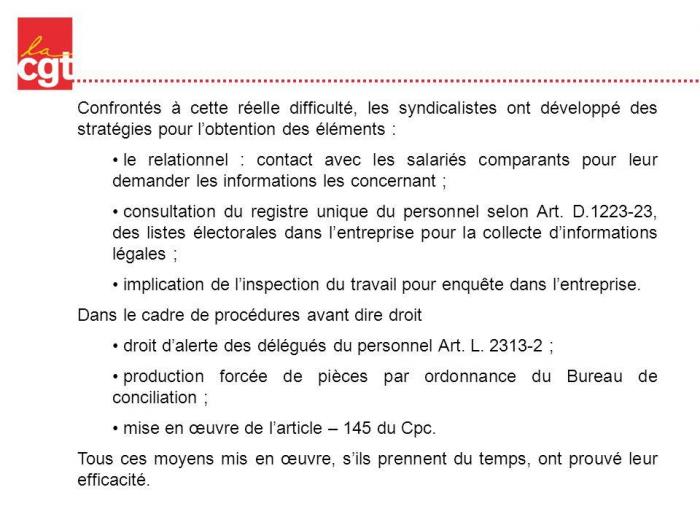 Confrontes a cette reelle difficulte les syndicalistes ont developpe des strategies pour l obtention des elements