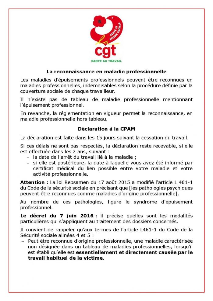 La reconnaissance en maladie professionnelle page 001