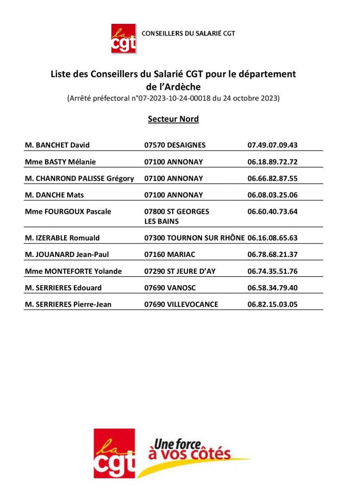 Liste des conseillers du salarie cgt pour le departement de l ardeche 2023 page 001