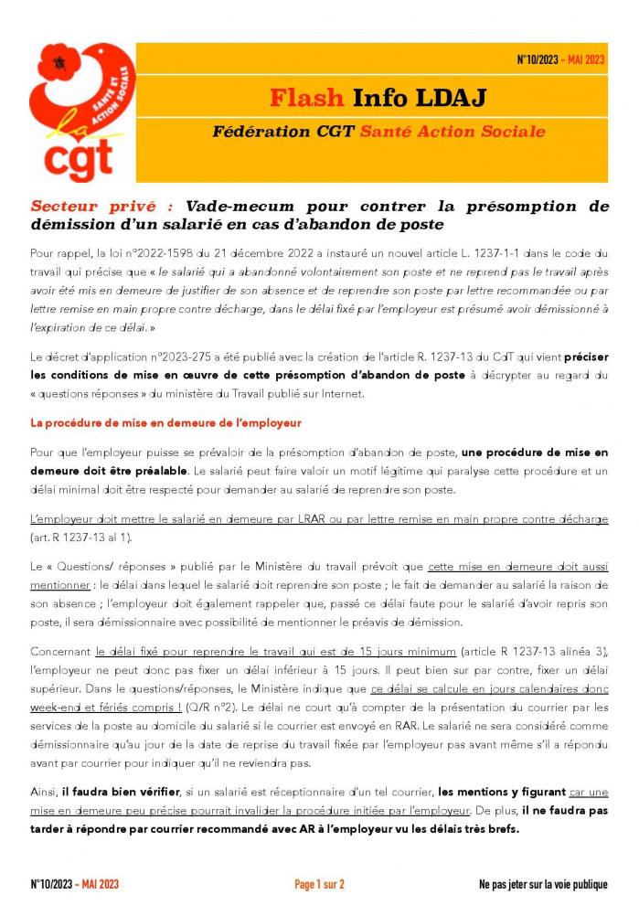 No10 2023 flash info ldaj vademecum abandon poste et de mission page 001